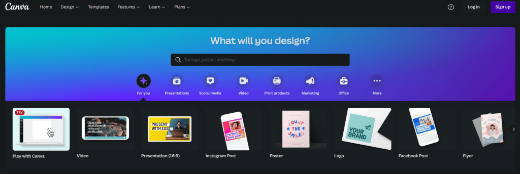 Image of Canva homepage