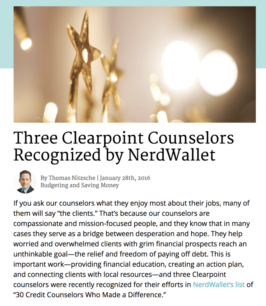 post announcing nerdwallet award