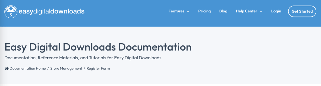 Screenshot of EasyDigitalDownloads website