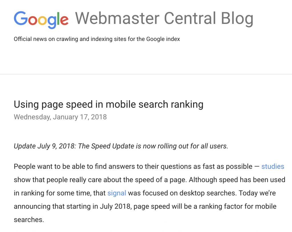 google speed update