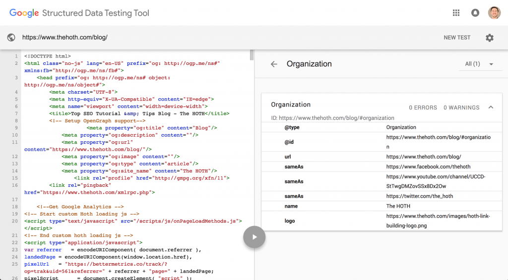 Structured Data Testing Tool