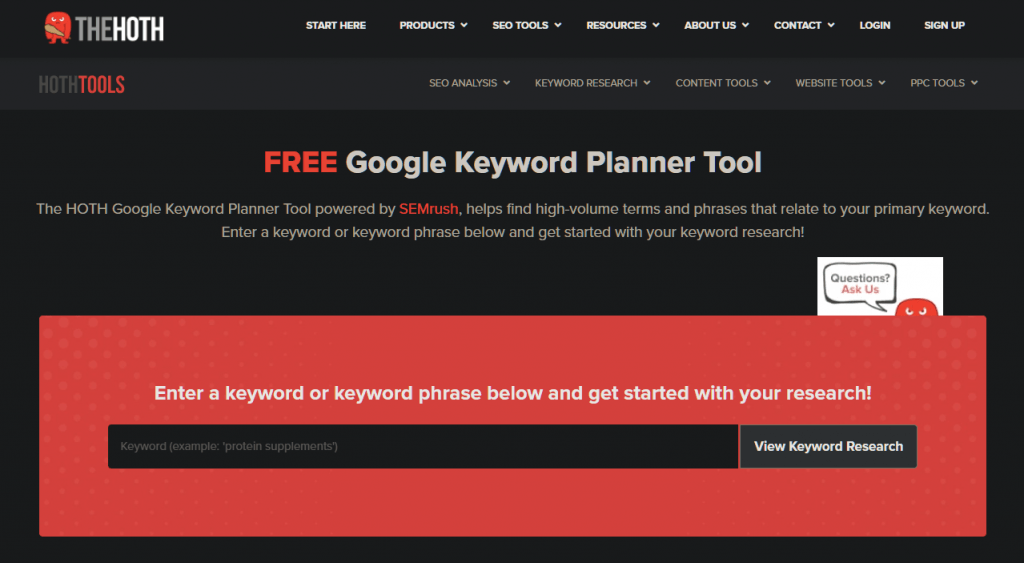 The Hoth's Google Keyword Planner Tool